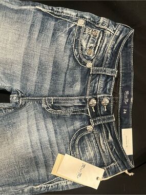 Miss Me Blue Washed Skinny Jeans with Contrast Stitching